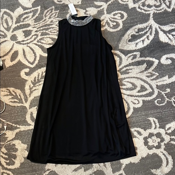 Annalee + Hope Black Sleeveless Dress with Silver Embellished Collar - Picture 1 of 6